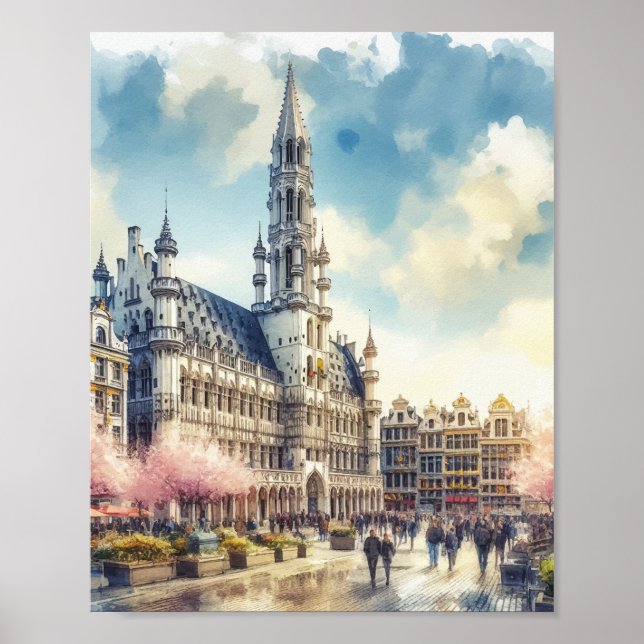 Poster Aquarelle du Grand Palais de Belgique (Devant)