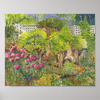 Poster Aquarelle du jardin de Jane Austen Imprimer