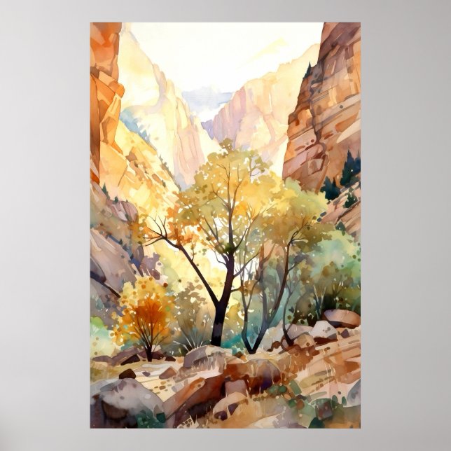Poster Aquarelle du Parc national de Zion (Devant)