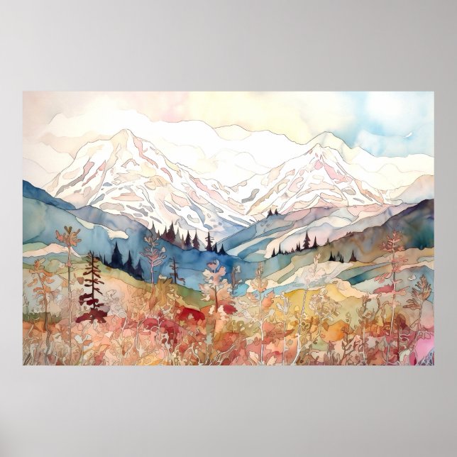 Poster Aquarelle du Parc national Denali (Devant)