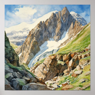 Poster Aquarelle du parc national des Rocheuses