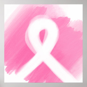 Poster Aquarelle du ruban de sensibilisation au cancer du