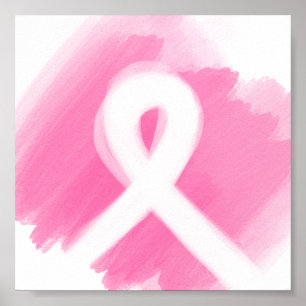 Poster Aquarelle du ruban de sensibilisation au cancer du