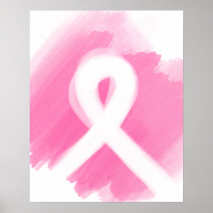 Poster Aquarelle du ruban de sensibilisation au cancer du