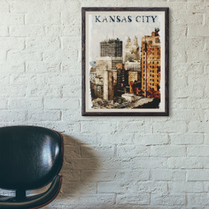 Poster Aquarelle du Vintage voyage de Kansas City