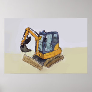 Poster Aquarelle d'une petite rétrocaveuse