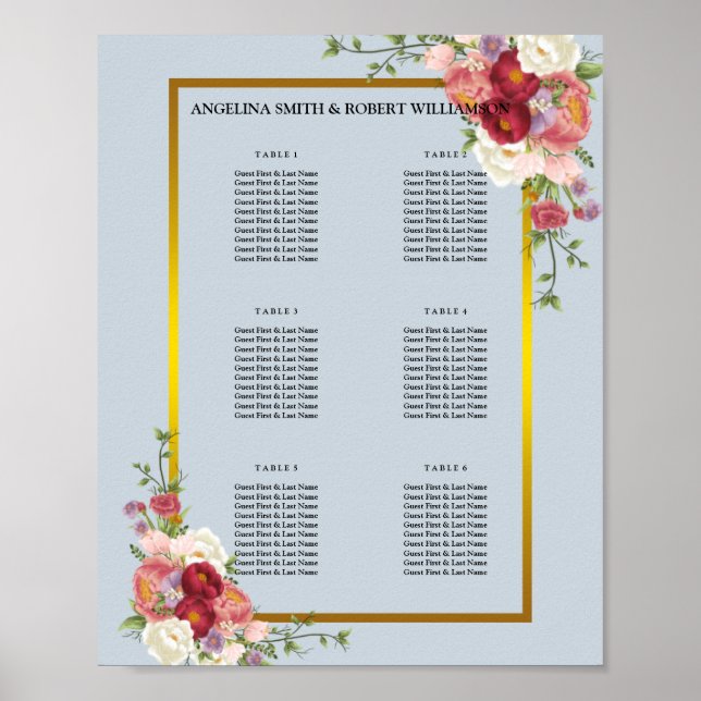 Poster Aquarelle Dusty Gris Or Blush Peach Mariage (Devant)