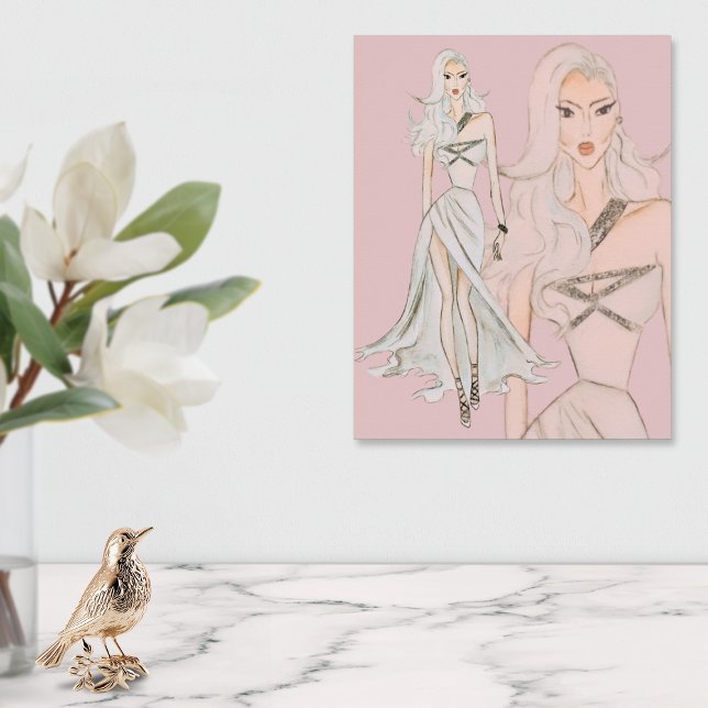 Poster Aquarelle Dusty Rose Vogue Modèle mode (Créateur téléchargé)