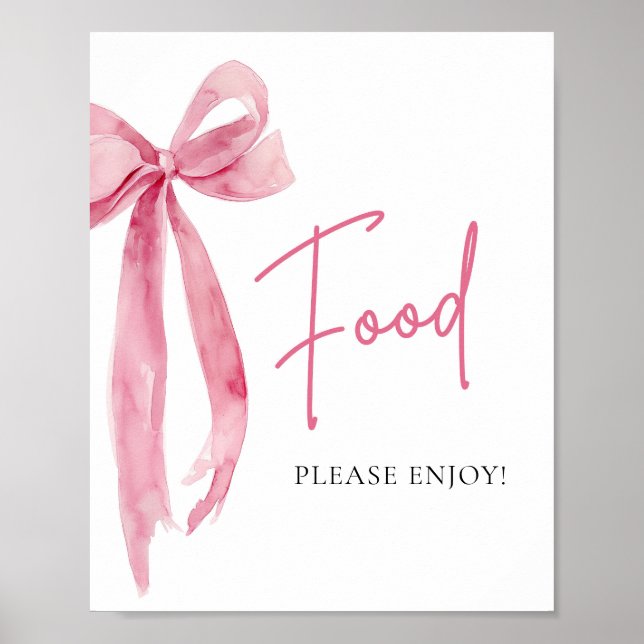 Poster Aquarelle Élégante Bow Rose Bleu Signal alimentair (Devant)