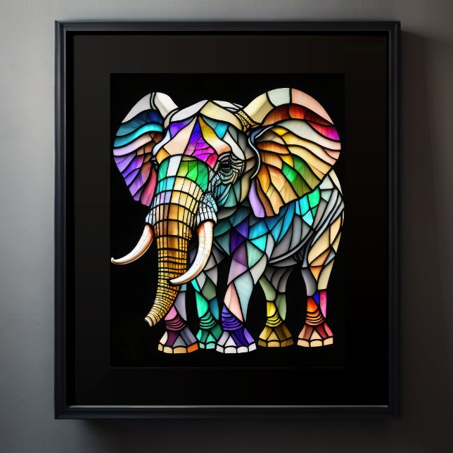 Poster Aquarelle Eléphant en verre tendu (Créateur téléchargé)