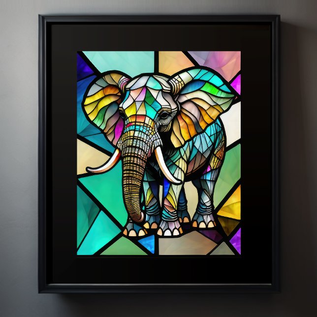 Poster Aquarelle Eléphant en verre tendu (Créateur téléchargé)