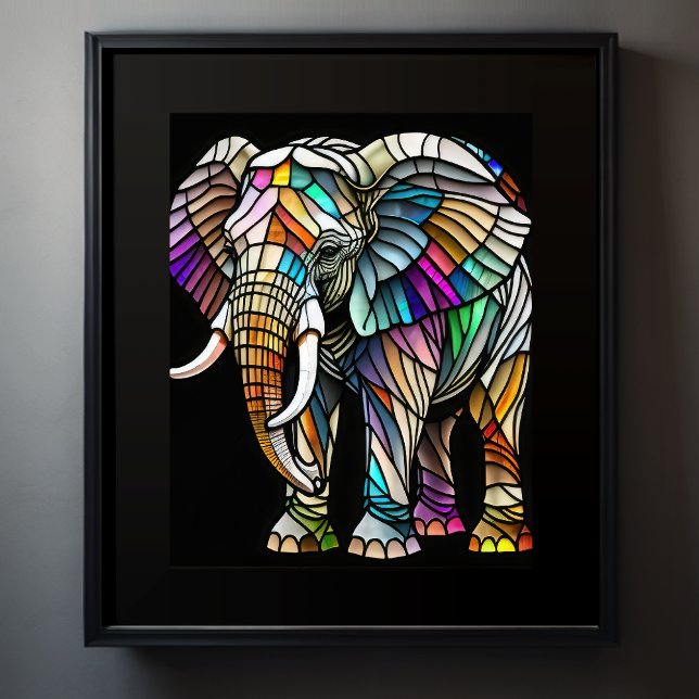 Poster Aquarelle Eléphant en verre tendu (Créateur téléchargé)