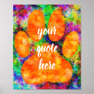Poster Aquarelle Empreinte de patte de chien avec texte p