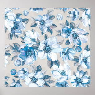 Poster Aquarelle en fleurs de cerisier : Pommier sans cou