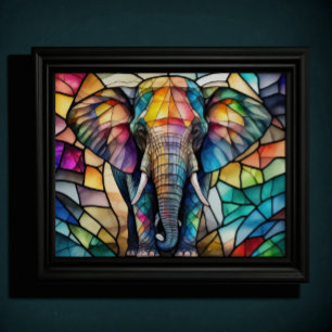 Poster Aquarelle en verre teint Style Eléphant 5:4