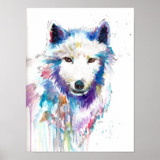 Poster Aquarelle et encre du loup