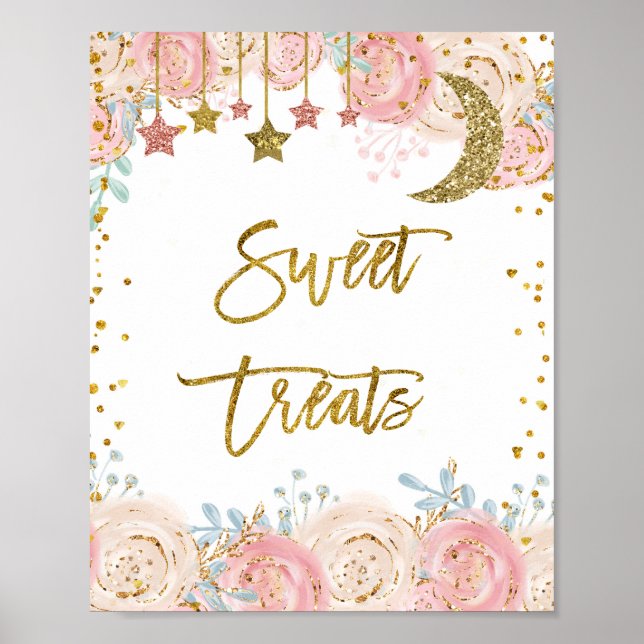Poster Aquarelle étoilée brillante or Sweet Traitements (Devant)