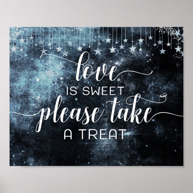 Poster Aquarelle étoilée L'amour nocturne est doux (Devant)