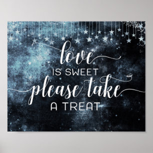 Poster Aquarelle étoilée L'amour nocturne est doux