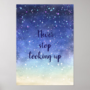 Poster Aquarelle étoiles// N'arrêtez jamais de chercher