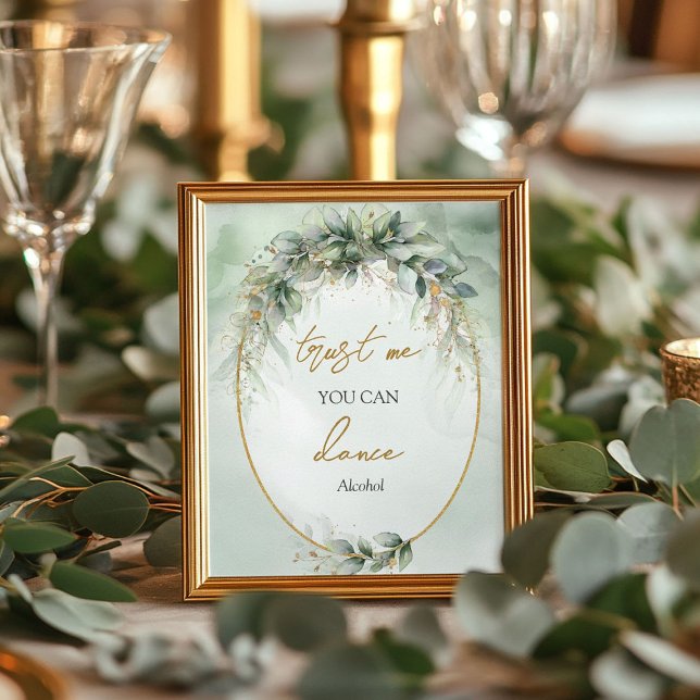 Poster Aquarelle eucalyptus boho Faites-moi confiance vou (Watercolor eucalyptus boho Trust me you can dance Poster)