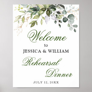 Poster Aquarelle Eucalyptus Dîner de répétition de verdur