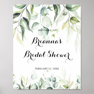 Poster Aquarelle Eucalyptus Fête des mariées verte Bienve