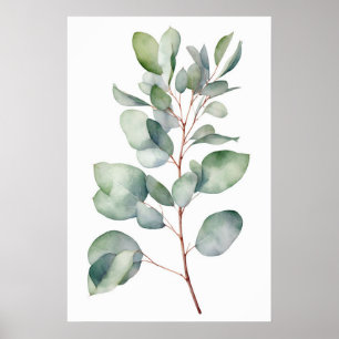 Poster Aquarelle Eucalyptus Imprimer Mur Art, 2 de jeu