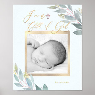 Poster Aquarelle Eucalyptus, je suis un enfant de Dieu