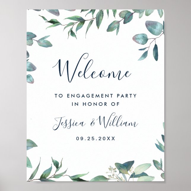 Poster Aquarelle Eucalyptus PARTI ENGAGEMENT ÉCOLOGIQUE (Devant)