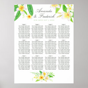 Poster Aquarelle exotique Frangipani Mariage Carte de siè