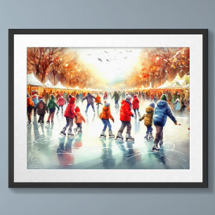 Poster Aquarelle extérieure patinoire