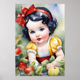 Poster Aquarelle Fairytale Bébé Blanche neige