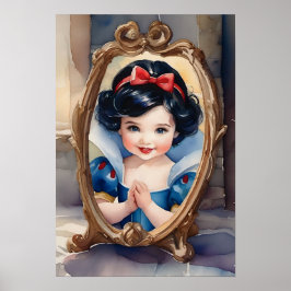 Poster Aquarelle Fairytale Bébé Blanche neige