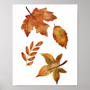 Poster Aquarelle Feuilles en chute