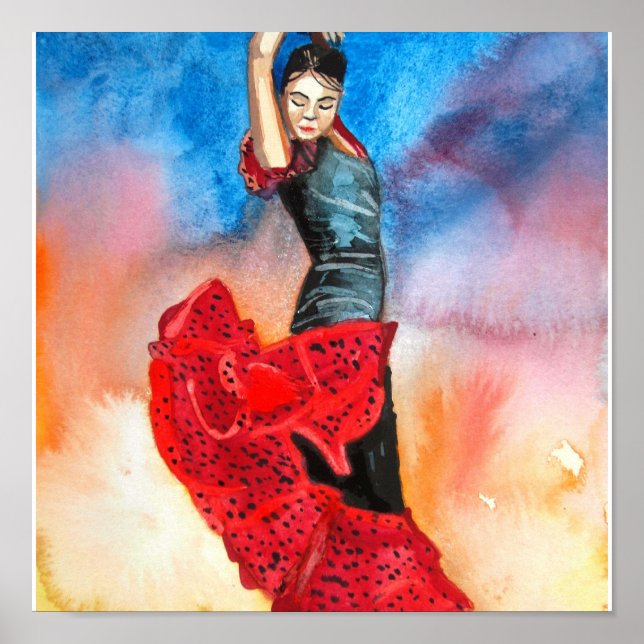 Poster Aquarelle FLAMENCO DANCER (Devant)