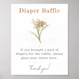 Poster Aquarelle Fleur sauvage Edelweiss Déchets Raffle