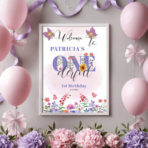 Poster Aquarelle Fleur Sauvage Onederful Anniversaire de
