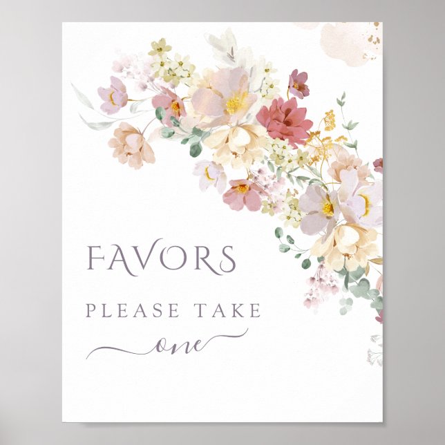 Poster Aquarelle Fleur sauvage Purple Spring Bridal faveu (Devant)