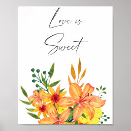 Poster Aquarelle fleurs amour est doux prenez un friandis