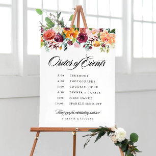 Poster Aquarelle Fleurs d'automne Ordre des événements Ma