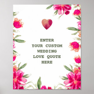 Poster Aquarelle Fleurs personnalisées Mariage Amour Cita