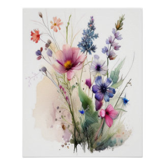 Poster aquarelle Fleurs sauvages