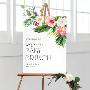Poster Aquarelle Fleurs tropicales Été Bébé Brunch