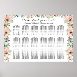 Poster Aquarelle Floral 18 Tables Siège Mariage