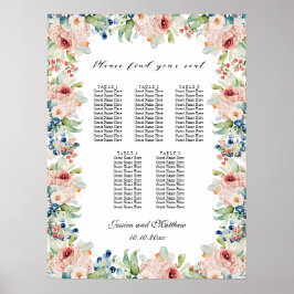 Poster Aquarelle Floral 5 Tables Siège Mariage