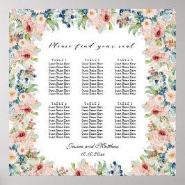 Poster Aquarelle Floral 6 Tables Siège Mariage