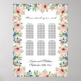Poster Aquarelle Floral 6 Tables Siège Mariage