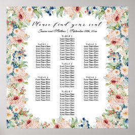 Poster Aquarelle Floral 7 Tables Siège Mariage