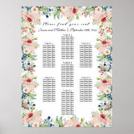 Poster Aquarelle Floral 7 Tables Siège Mariage